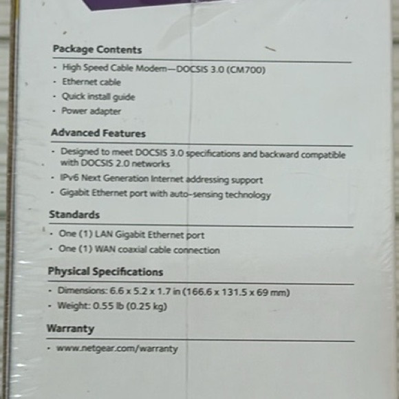 NETGEAR CM700 High Speed Cable Modem NIP - Picture 5 of 7